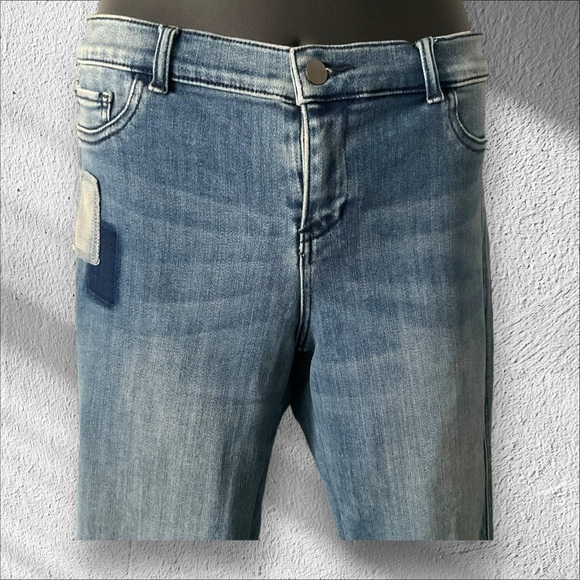 SoHo New York legging Jegging Boho Denim Faded Blue Stretch Patch Jean SZ 12 - Picture 2 of 7